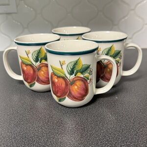 Vintage China Pearl Casuals Apple Design Ceramic Mug Set